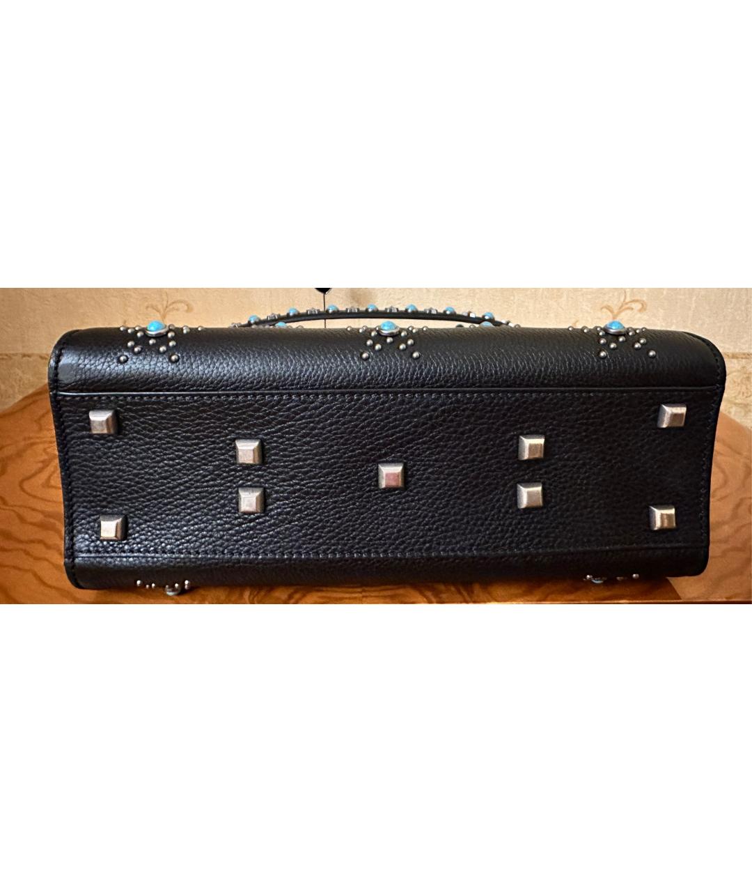 VALENTINO Черная кожаная сумка через плечо, фото 5