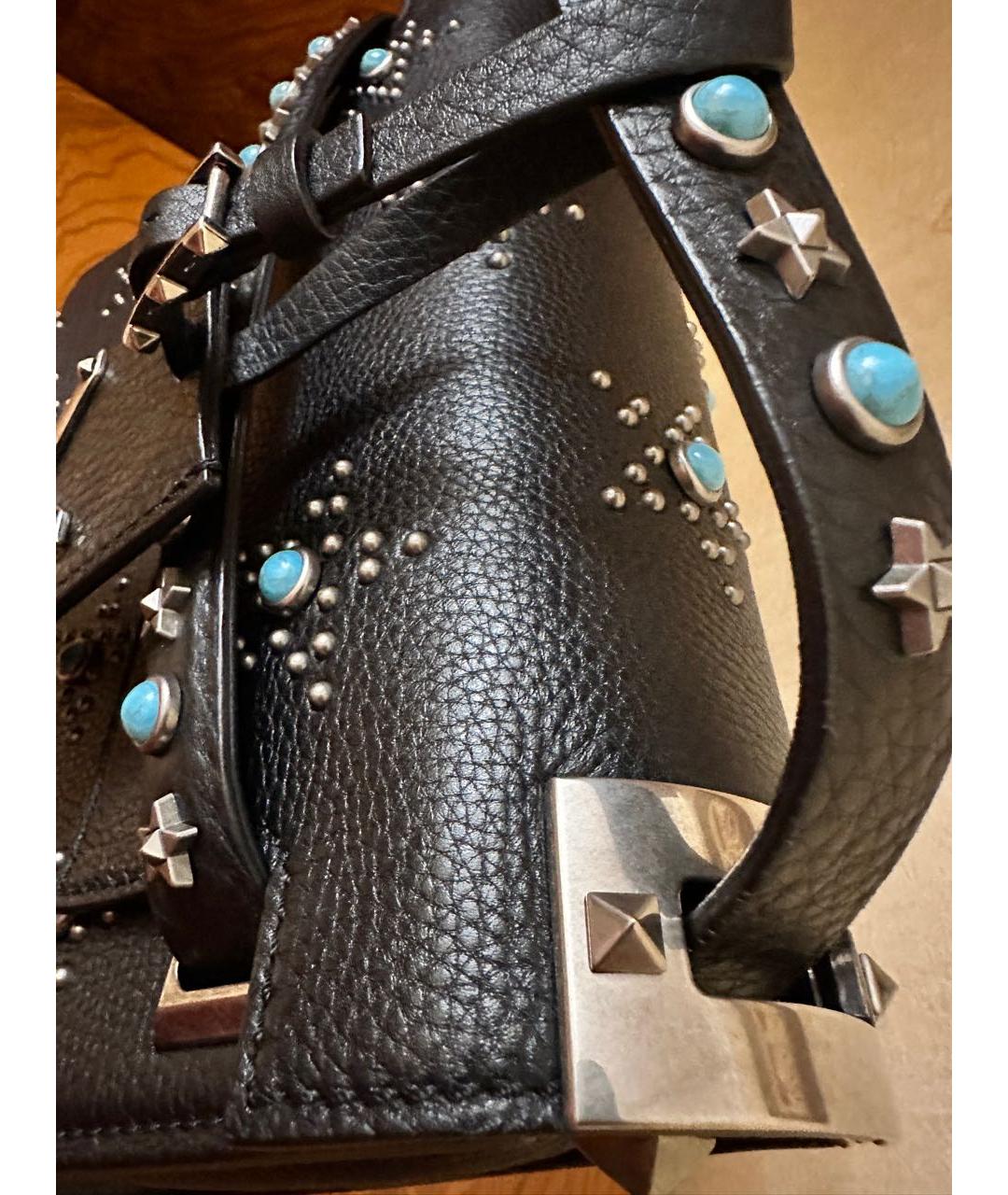 VALENTINO Черная кожаная сумка через плечо, фото 6