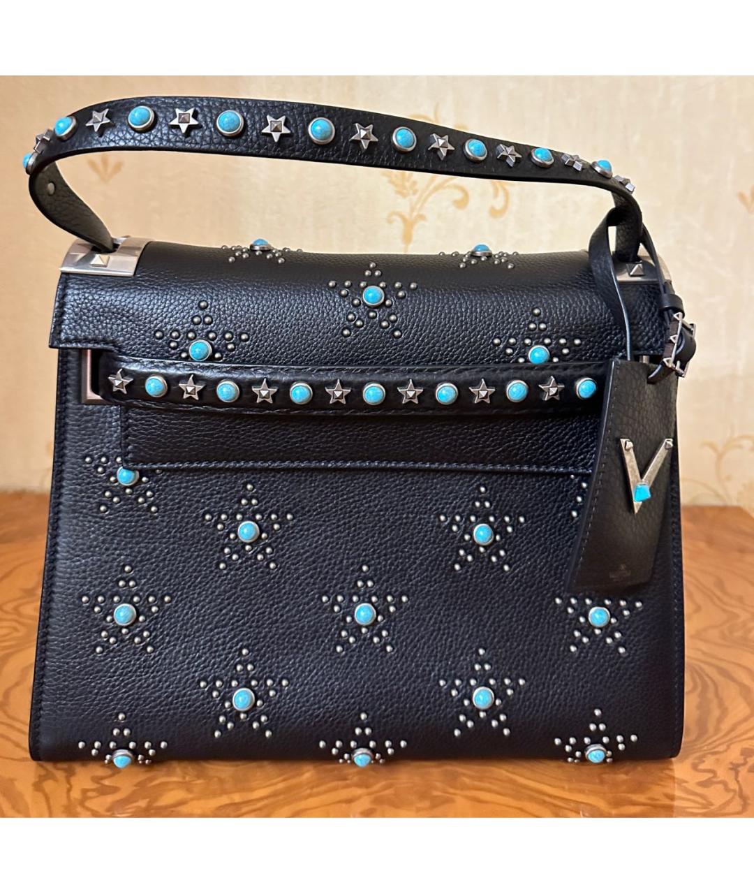VALENTINO Черная кожаная сумка через плечо, фото 9