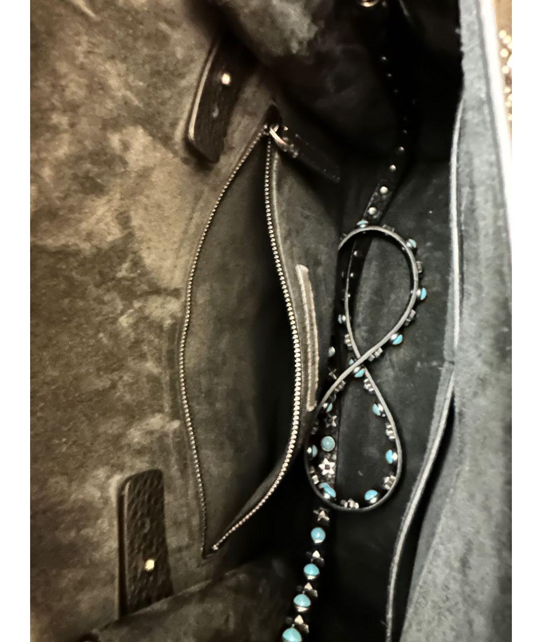 VALENTINO Черная кожаная сумка через плечо, фото 4