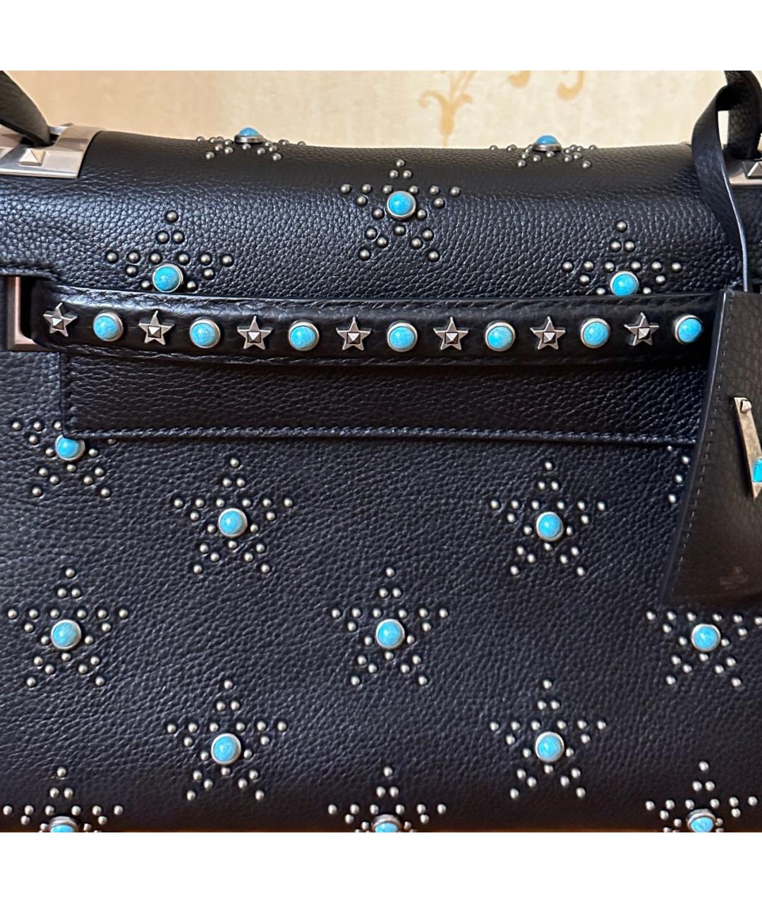 VALENTINO Черная кожаная сумка через плечо, фото 8