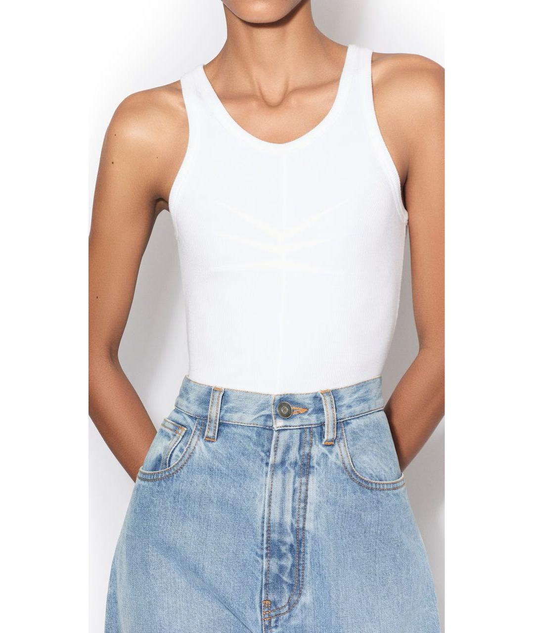 ALAIA Белая хлопко-эластановая майка, фото 8