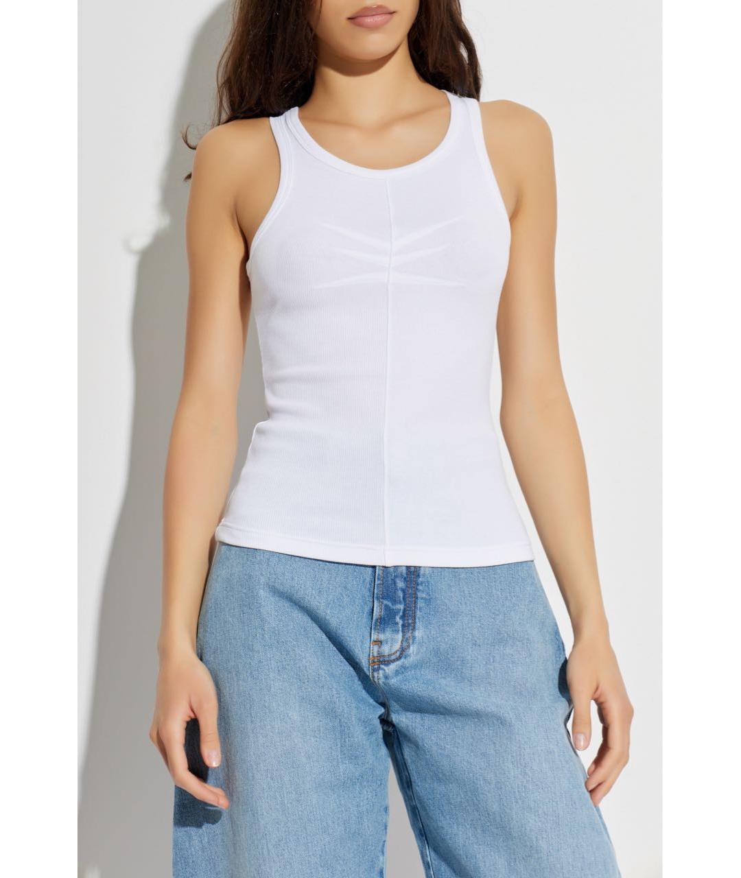 ALAIA Белая хлопко-эластановая майка, фото 3