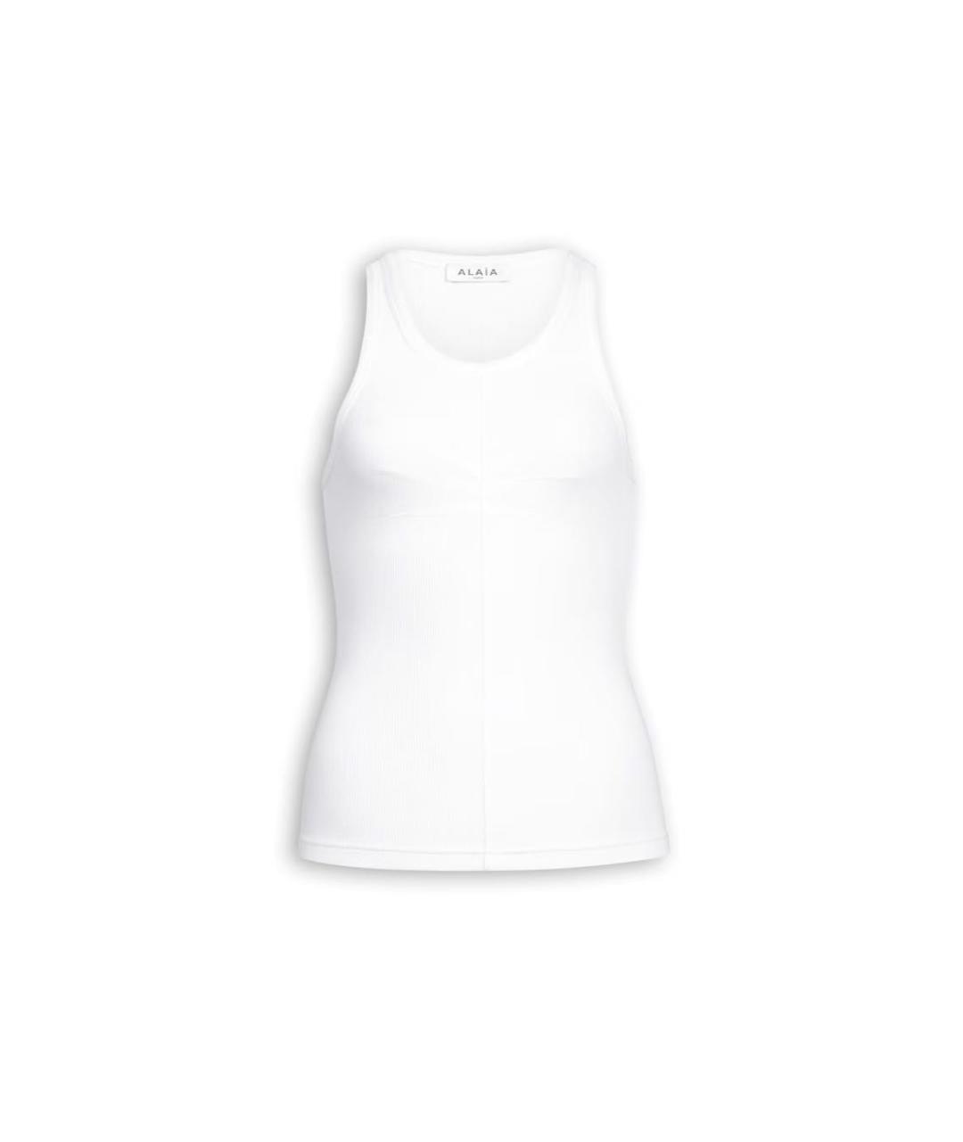 ALAIA Белая хлопко-эластановая майка, фото 9