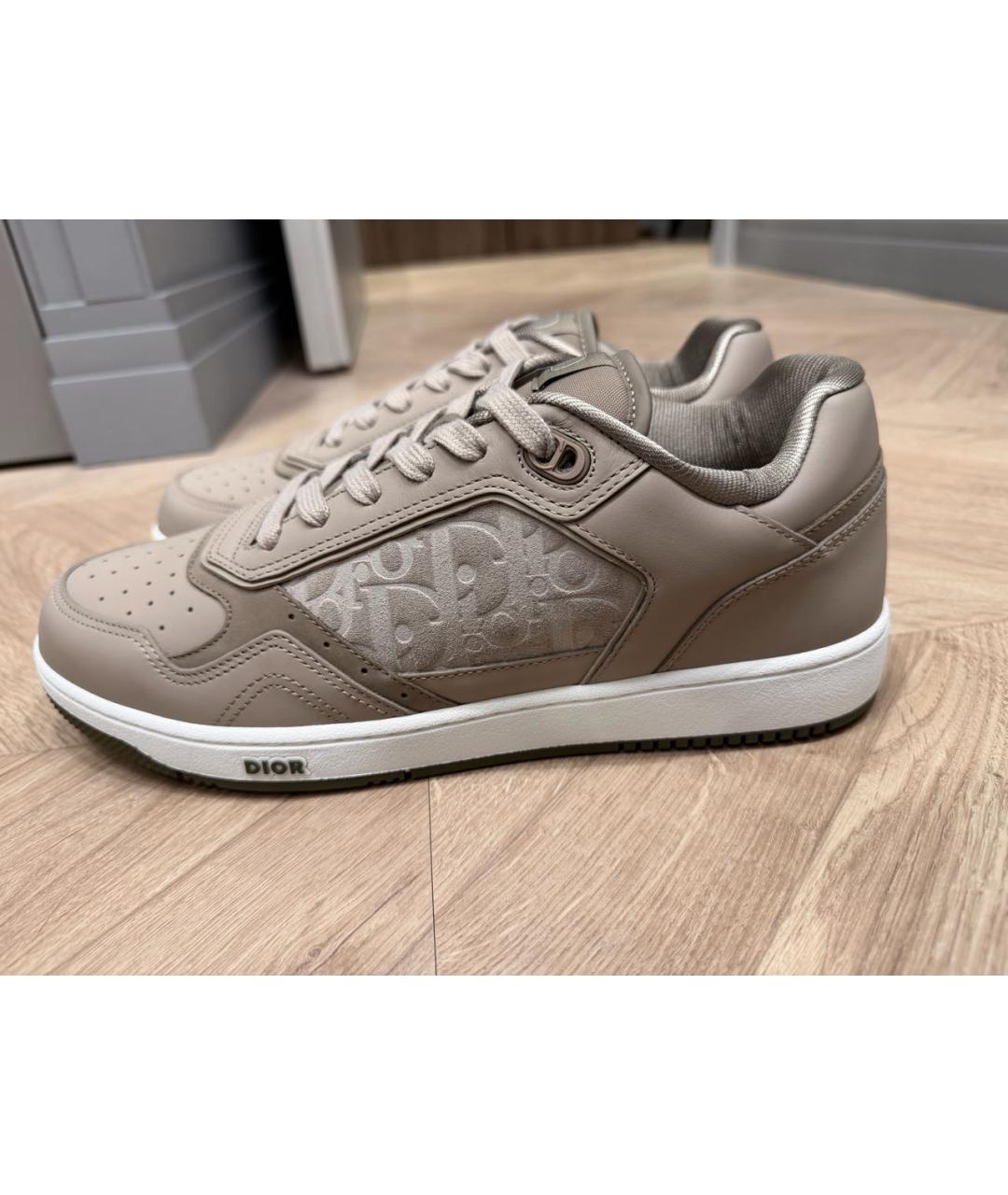 CHRISTIAN DIOR Бежевые кожаные низкие кроссовки / кеды, фото 5
