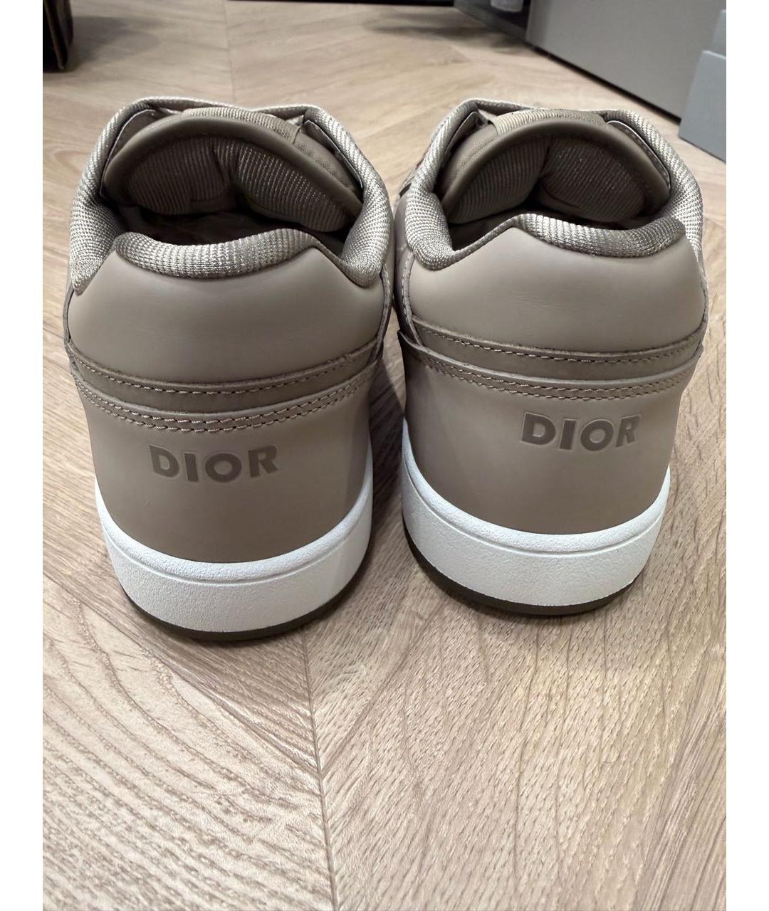 CHRISTIAN DIOR Бежевые кожаные низкие кроссовки / кеды, фото 4
