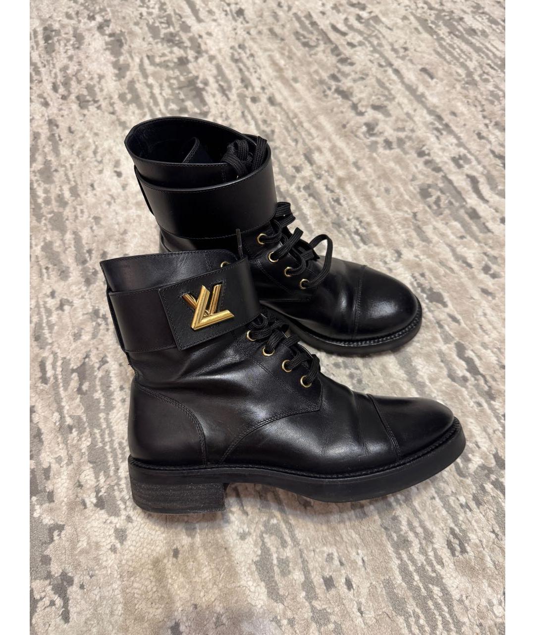 LOUIS VUITTON Черные кожаные ботинки, фото 5