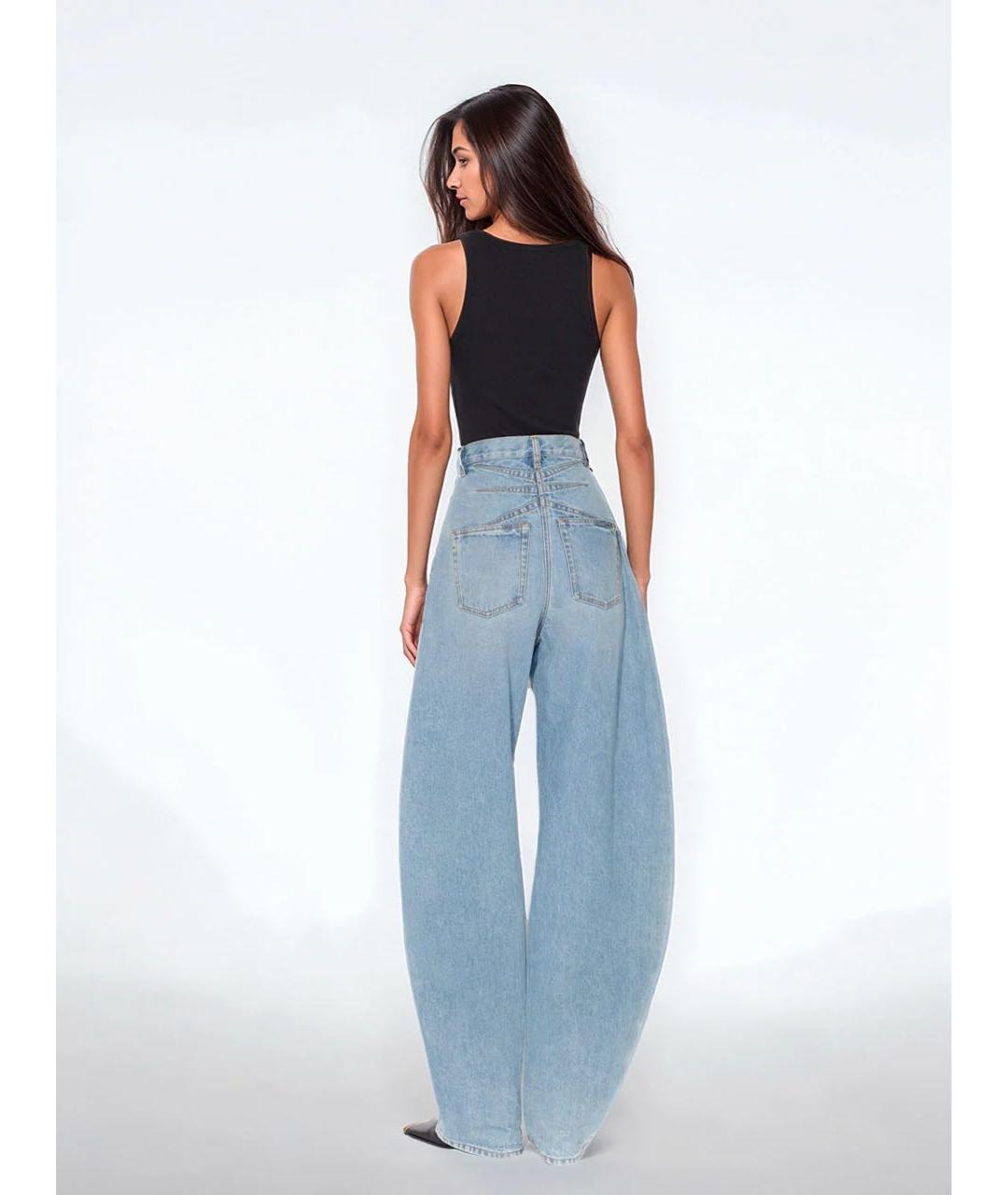 ALAIA Голубые хлопковые прямые джинсы, фото 6