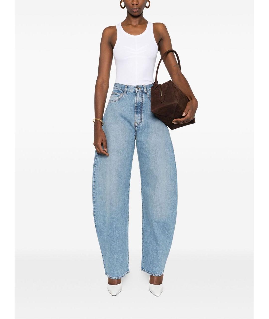 ALAIA Голубые хлопковые прямые джинсы, фото 7