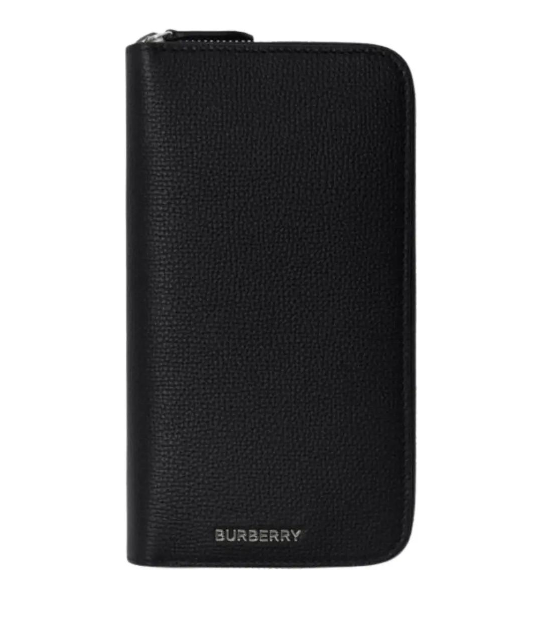 BURBERRY Черный кожаный кошелек, фото 1