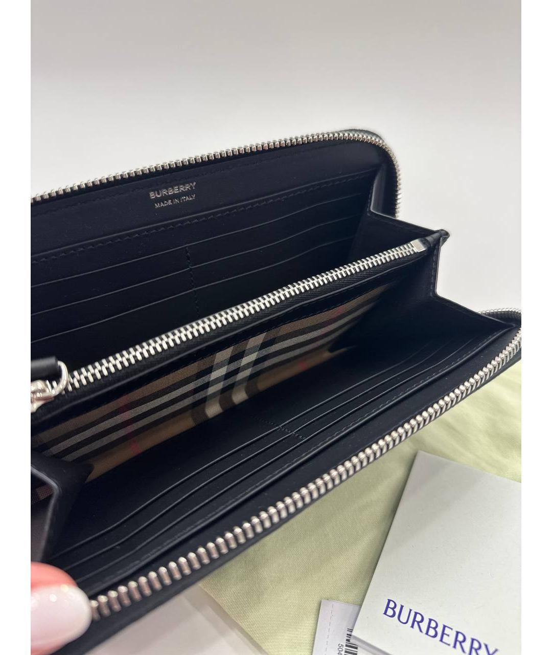 BURBERRY Черный кожаный кошелек, фото 4