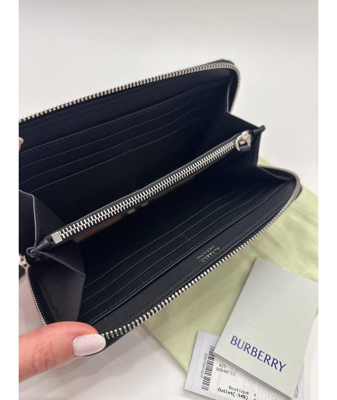 BURBERRY Черный кожаный кошелек, фото 6