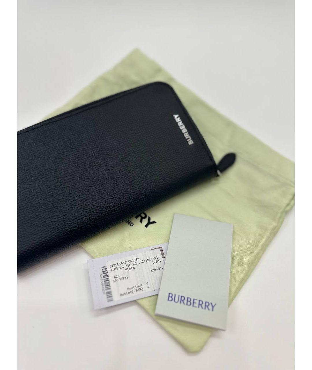 BURBERRY Черный кожаный кошелек, фото 5