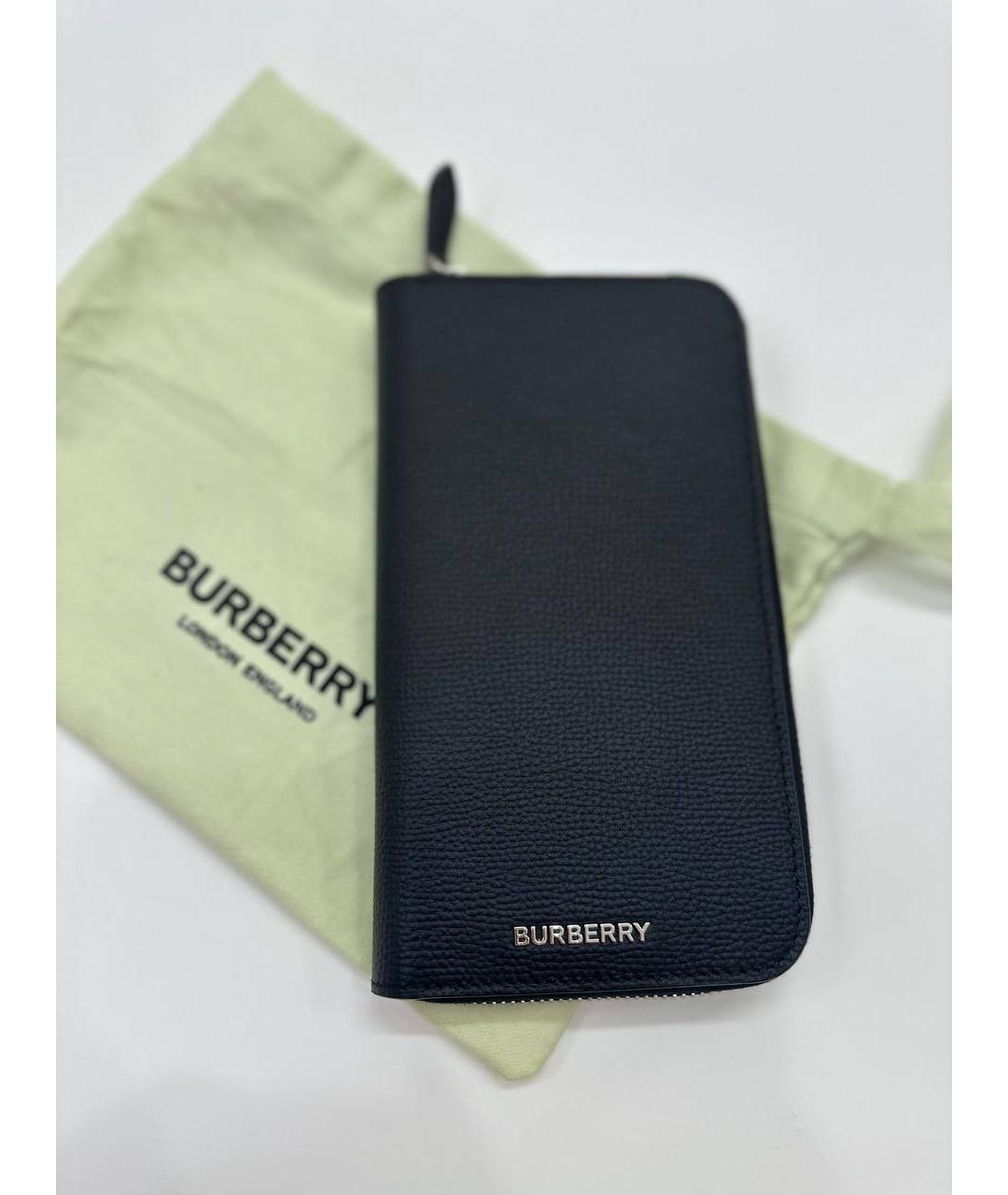 BURBERRY Черный кожаный кошелек, фото 2
