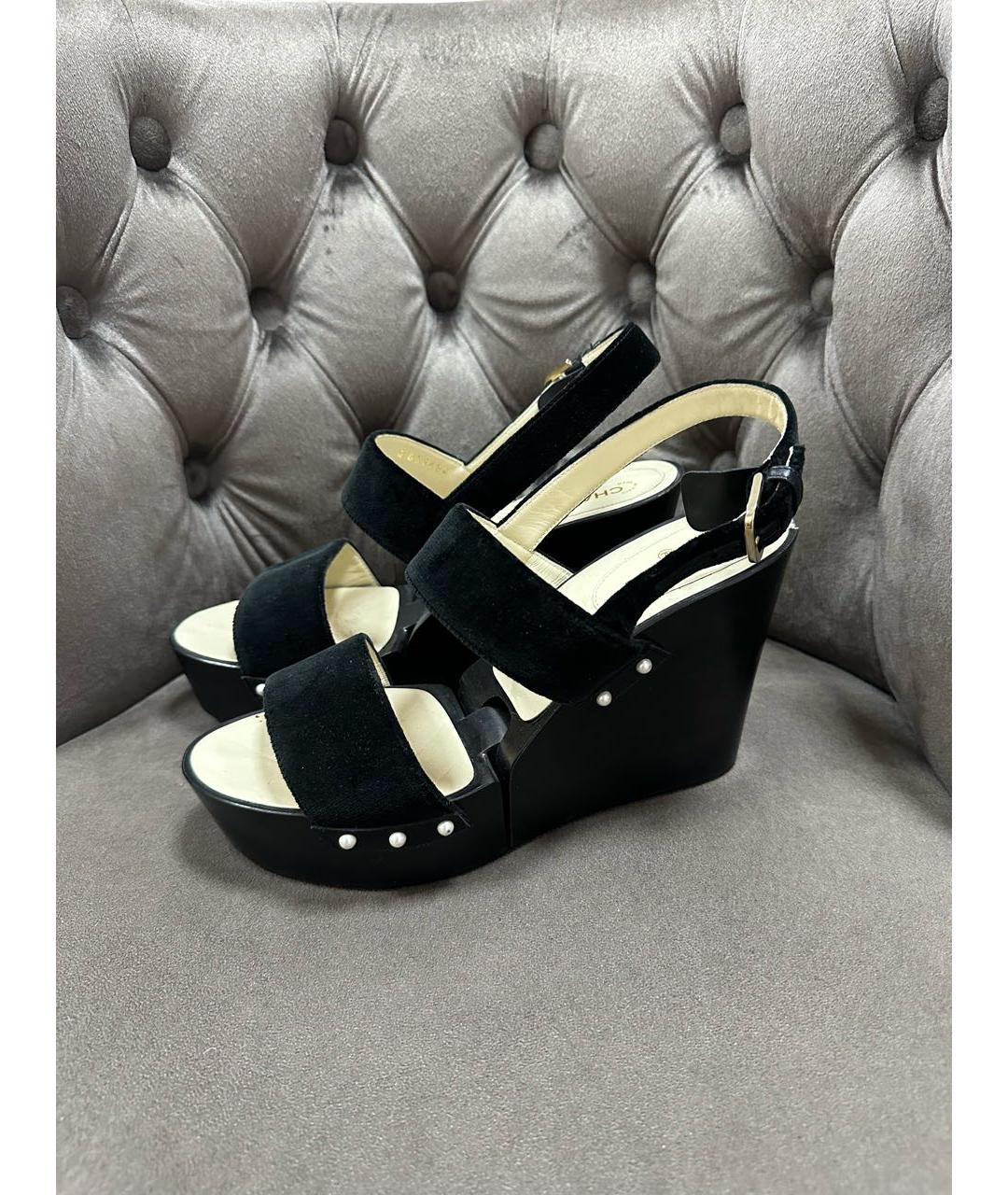 CHANEL Черные босоножки, фото 7