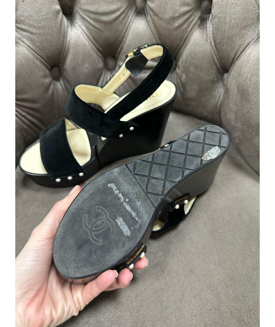 CHANEL Черные босоножки, фото 5