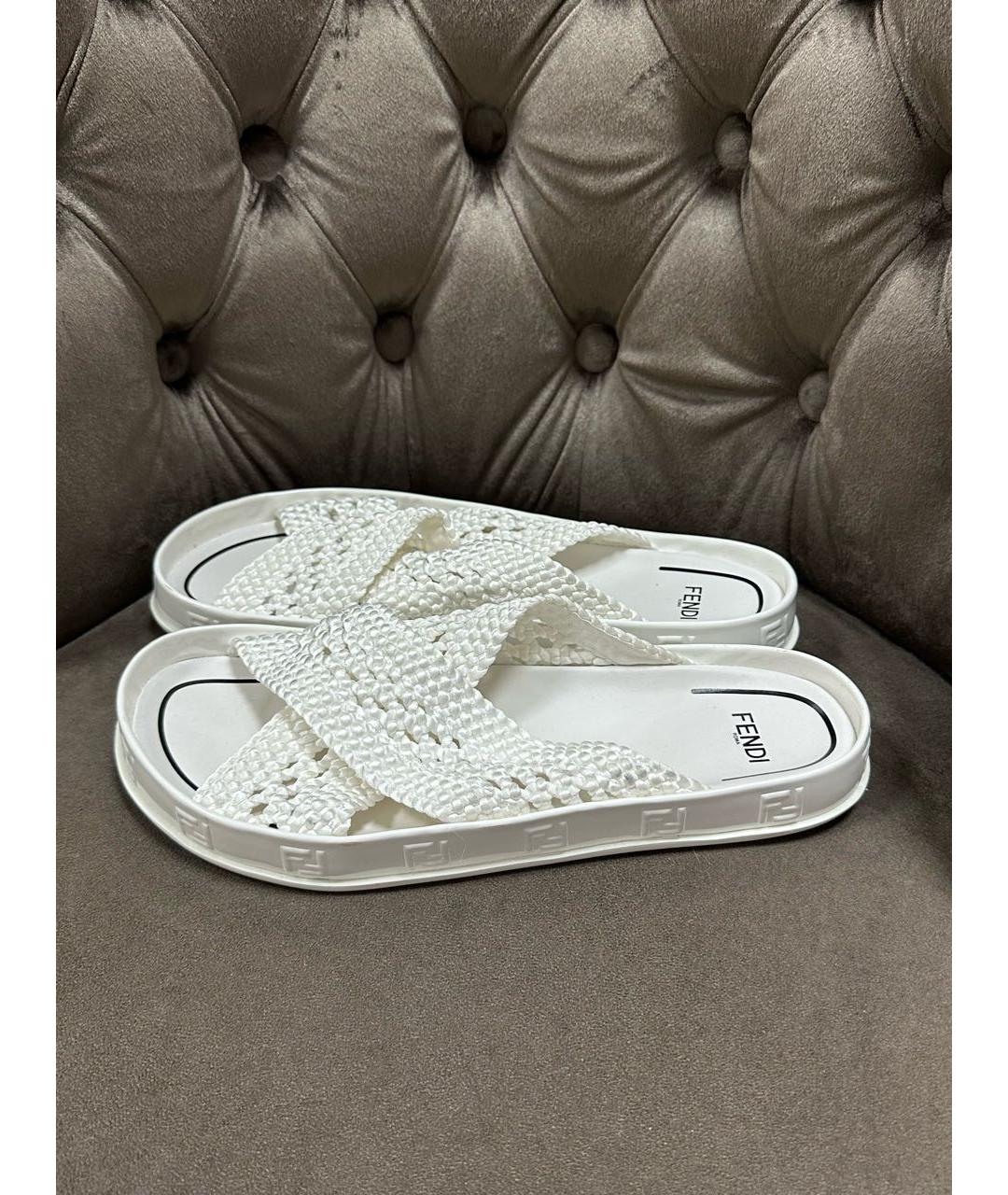 FENDI Белые шлепанцы, фото 6