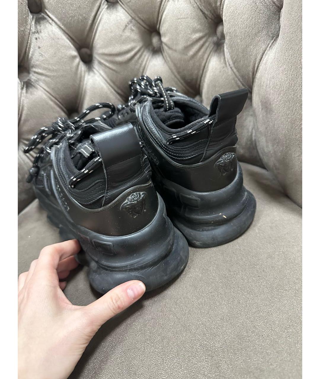 VERSACE Черные текстильные кроссовки, фото 4