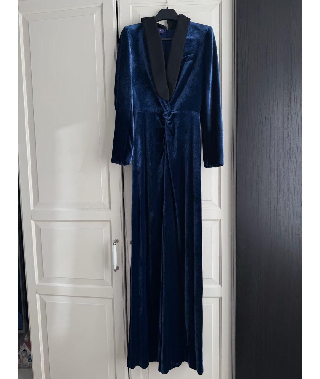 RALPH LAUREN COLLECTION Темно-синий бархатный комбинезон, фото 5