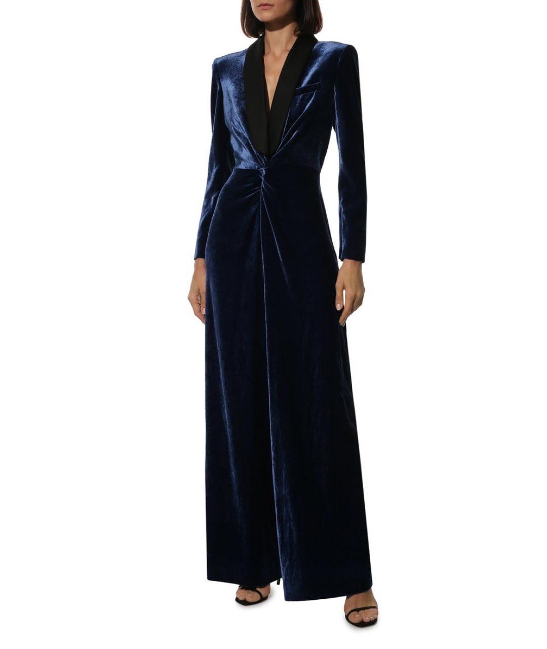 RALPH LAUREN COLLECTION Темно-синий бархатный комбинезон, фото 3