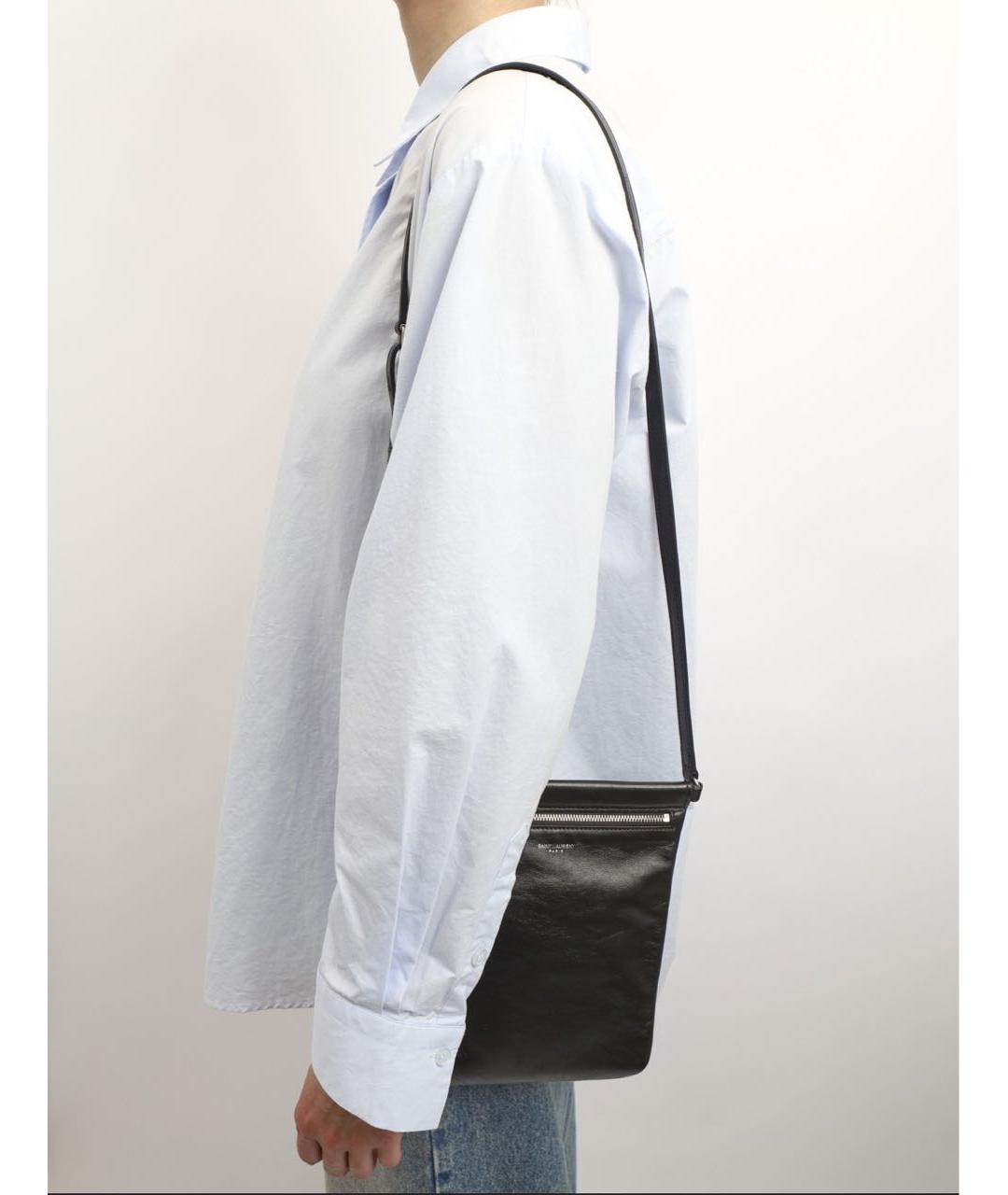 SAINT LAURENT Черная кожаная сумка через плечо, фото 2
