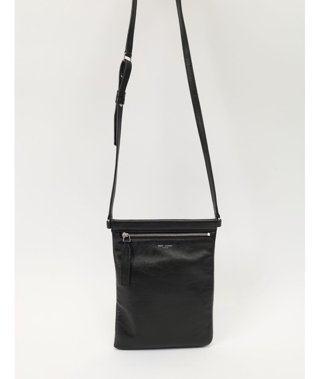 SAINT LAURENT Черная кожаная сумка через плечо, фото 5
