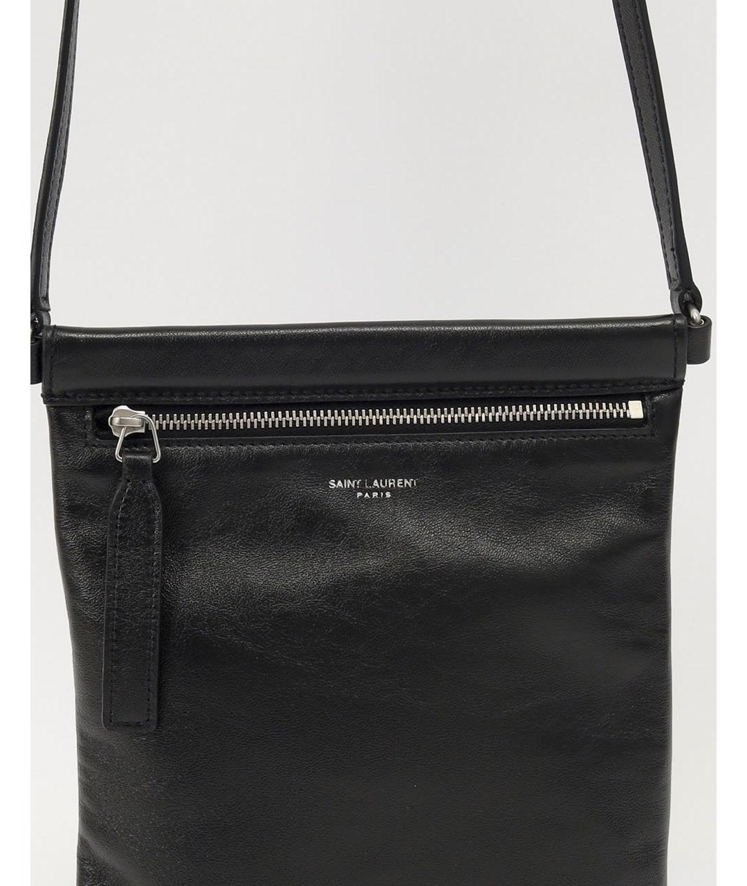 SAINT LAURENT Черная кожаная сумка через плечо, фото 6