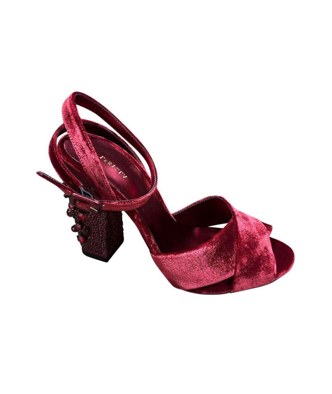 LE SILLA Бордовые текстильные босоножки, фото 1