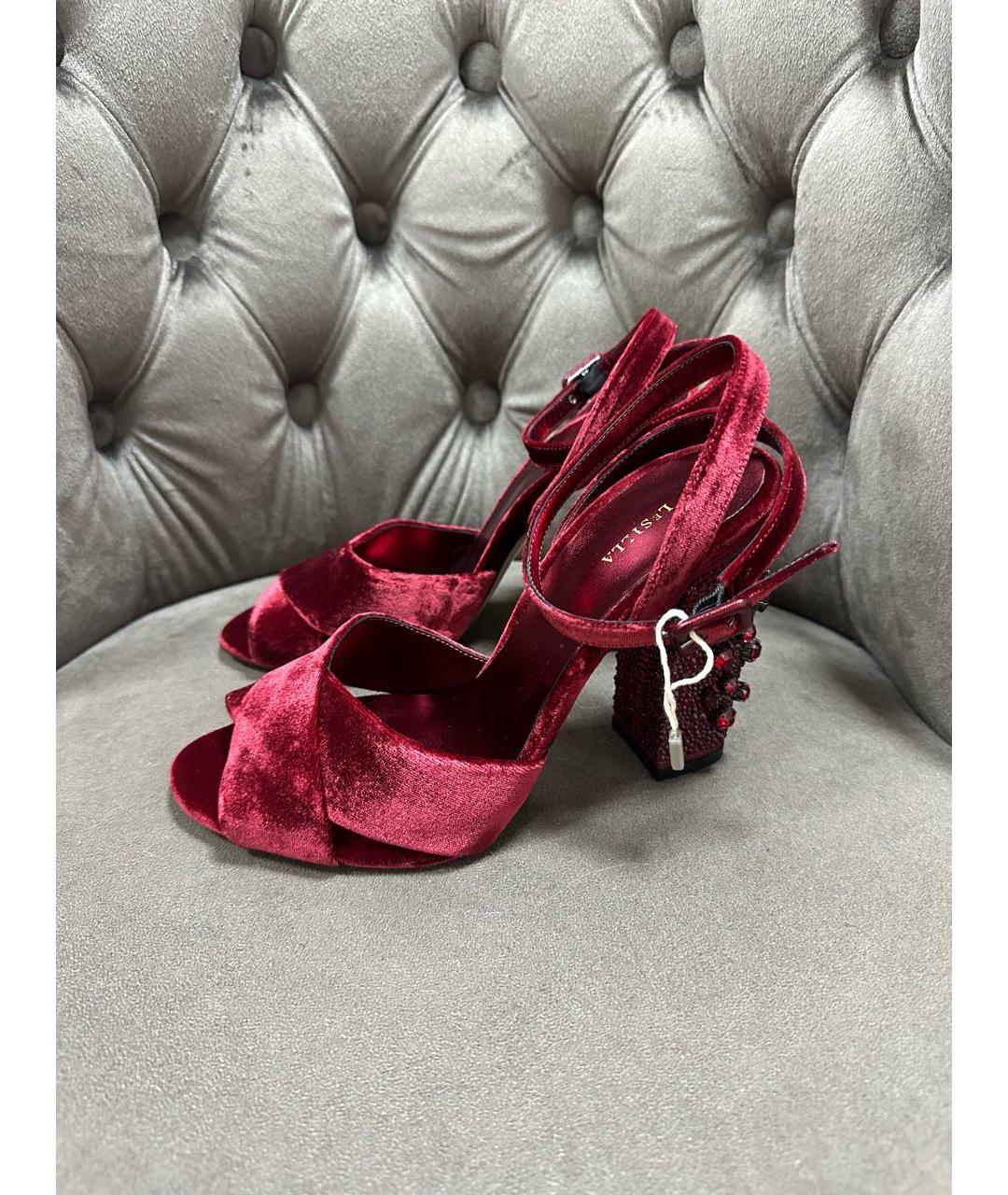 LE SILLA Бордовые текстильные босоножки, фото 7