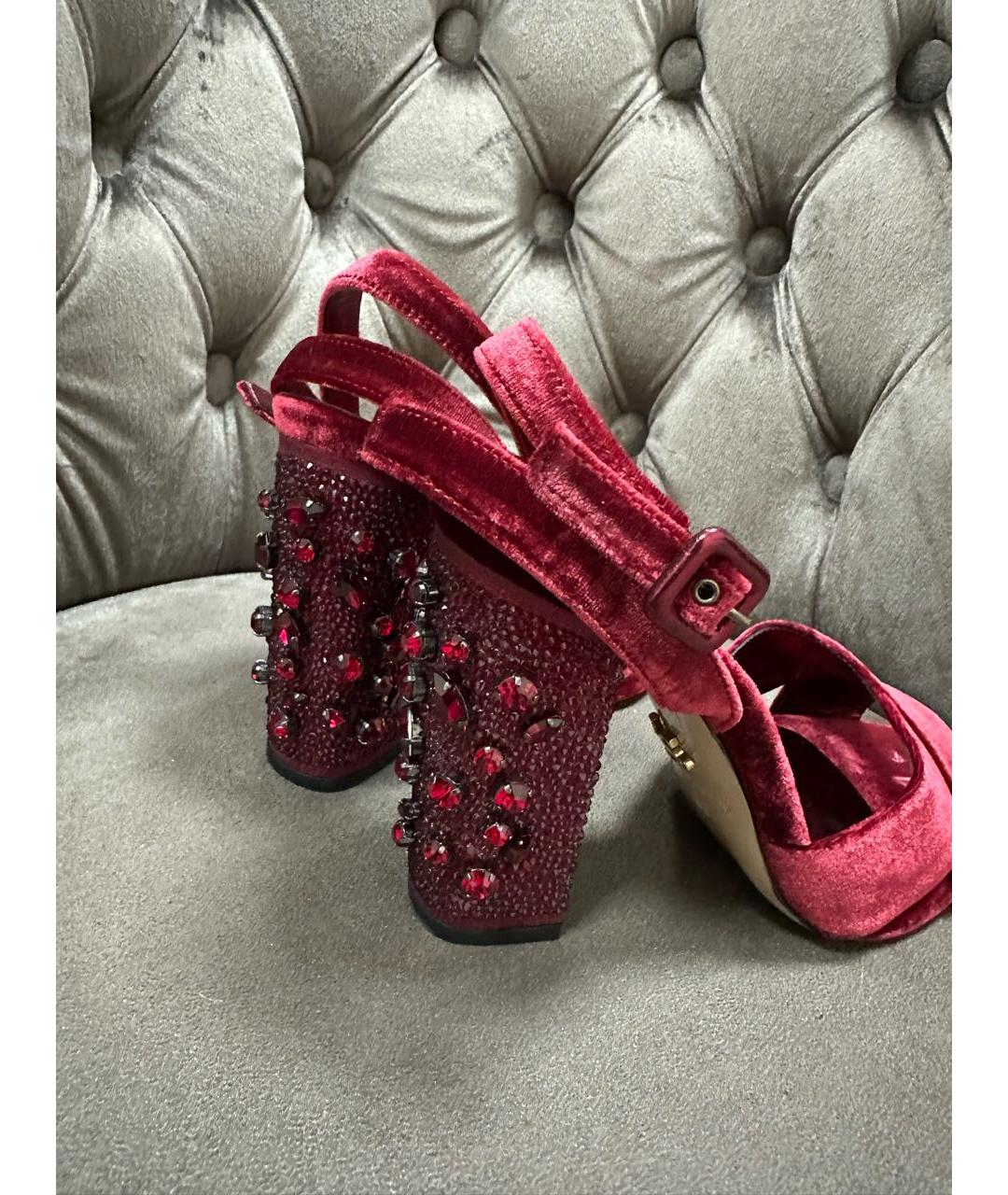 LE SILLA Бордовые текстильные босоножки, фото 4