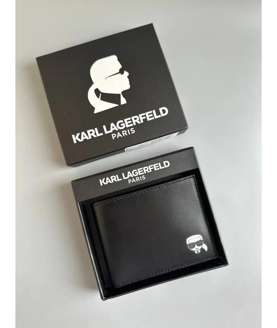 KARL LAGERFELD Черный кожаный кошелек, фото 2