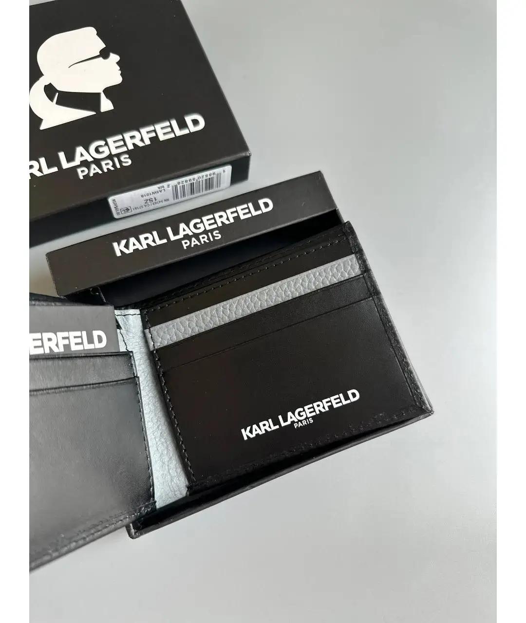 KARL LAGERFELD Черный кожаный кошелек, фото 4