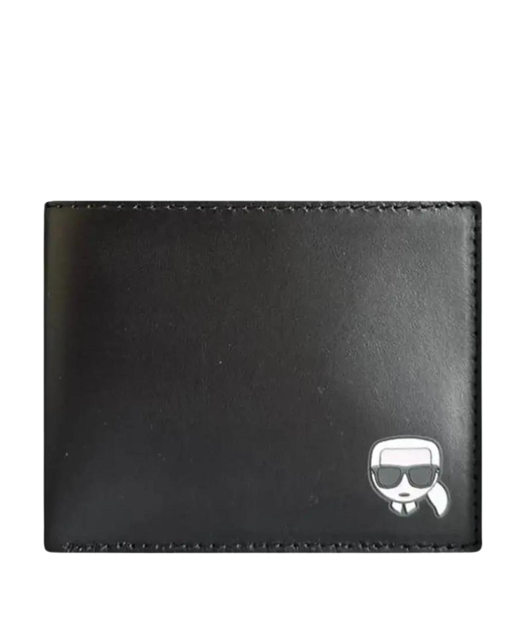 KARL LAGERFELD Черный кожаный кошелек, фото 1