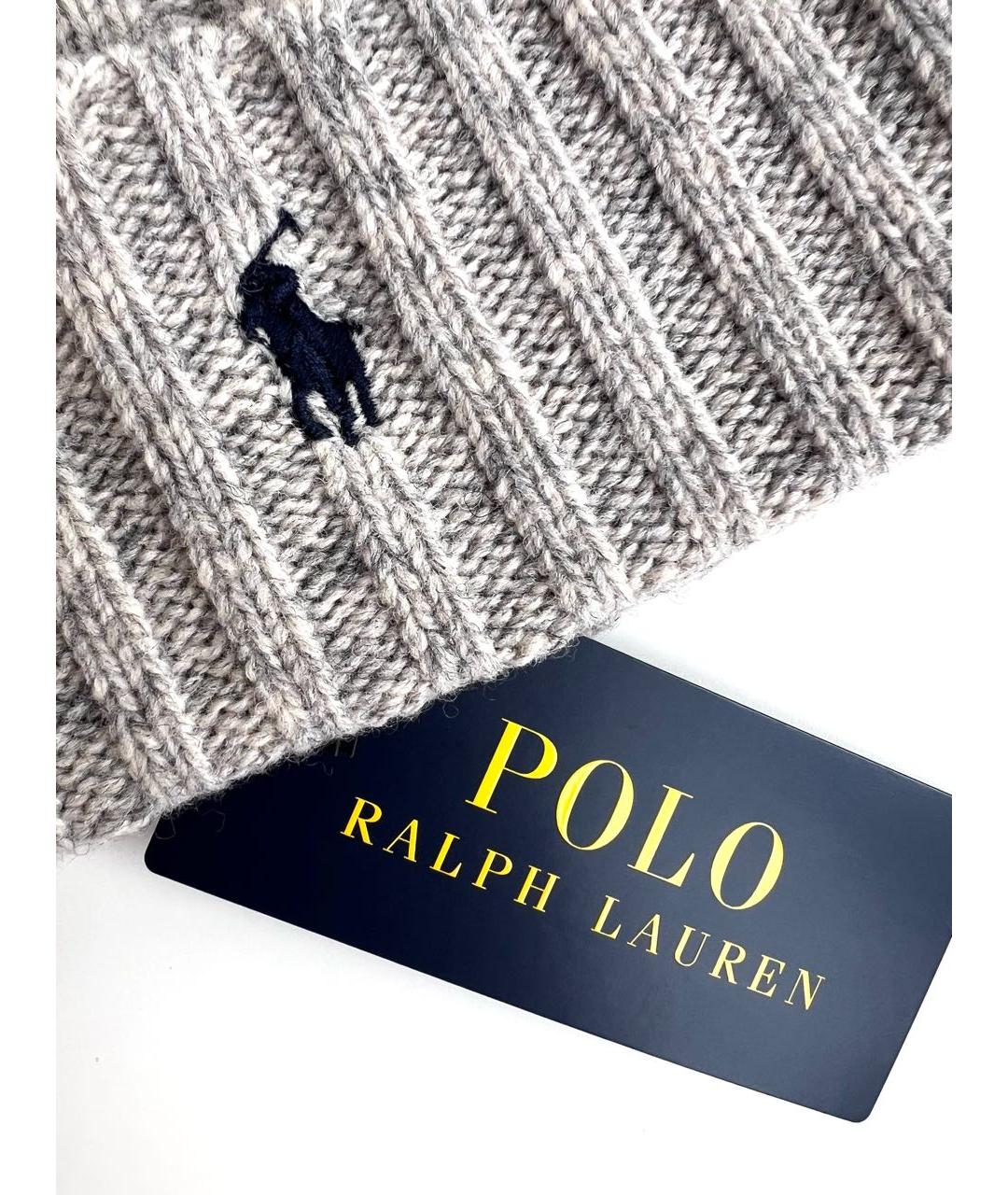 POLO RALPH LAUREN Серая шерстяная шапка, фото 4