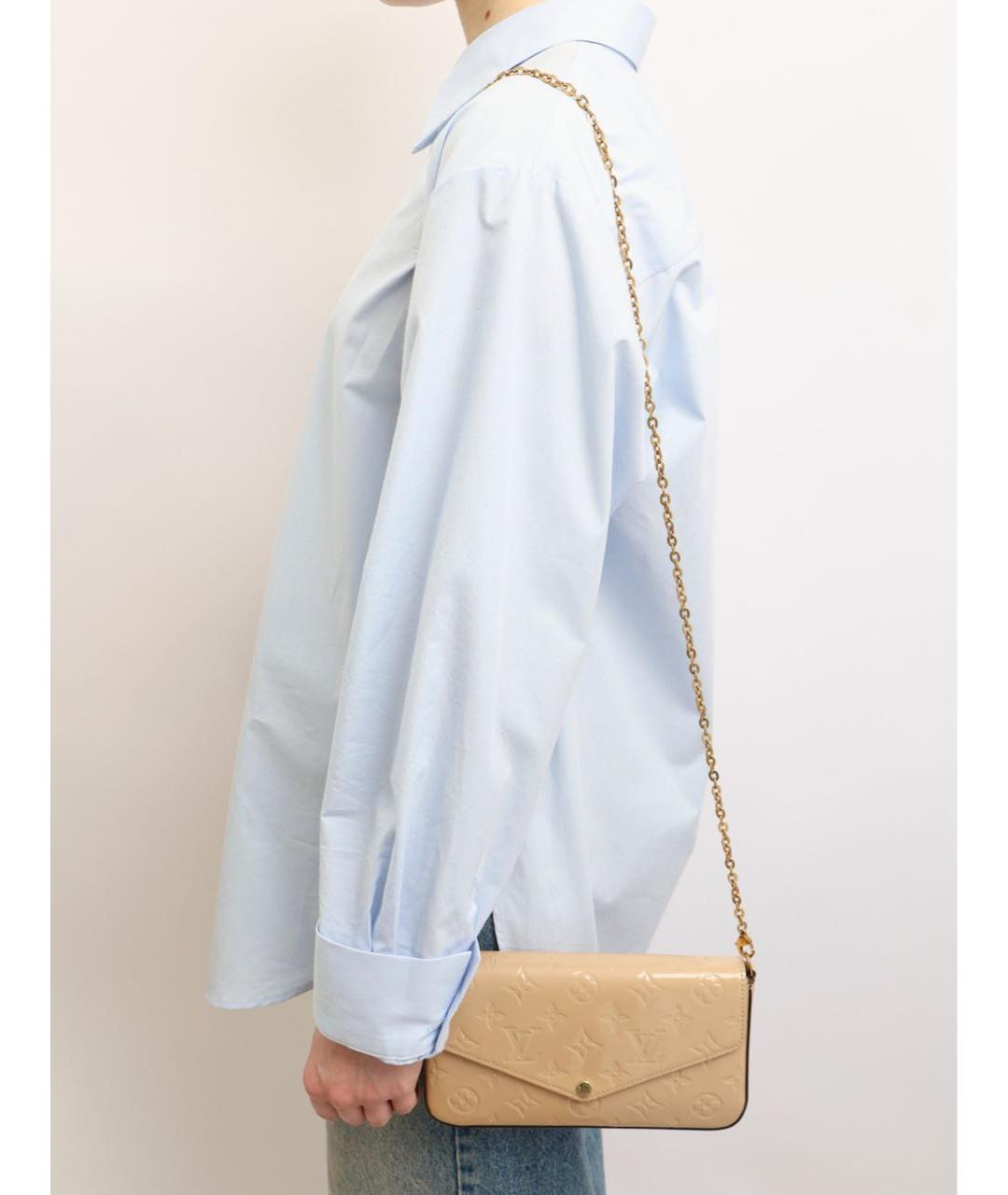 LOUIS VUITTON Бежевая сумка через плечо из лакированной кожи, фото 2