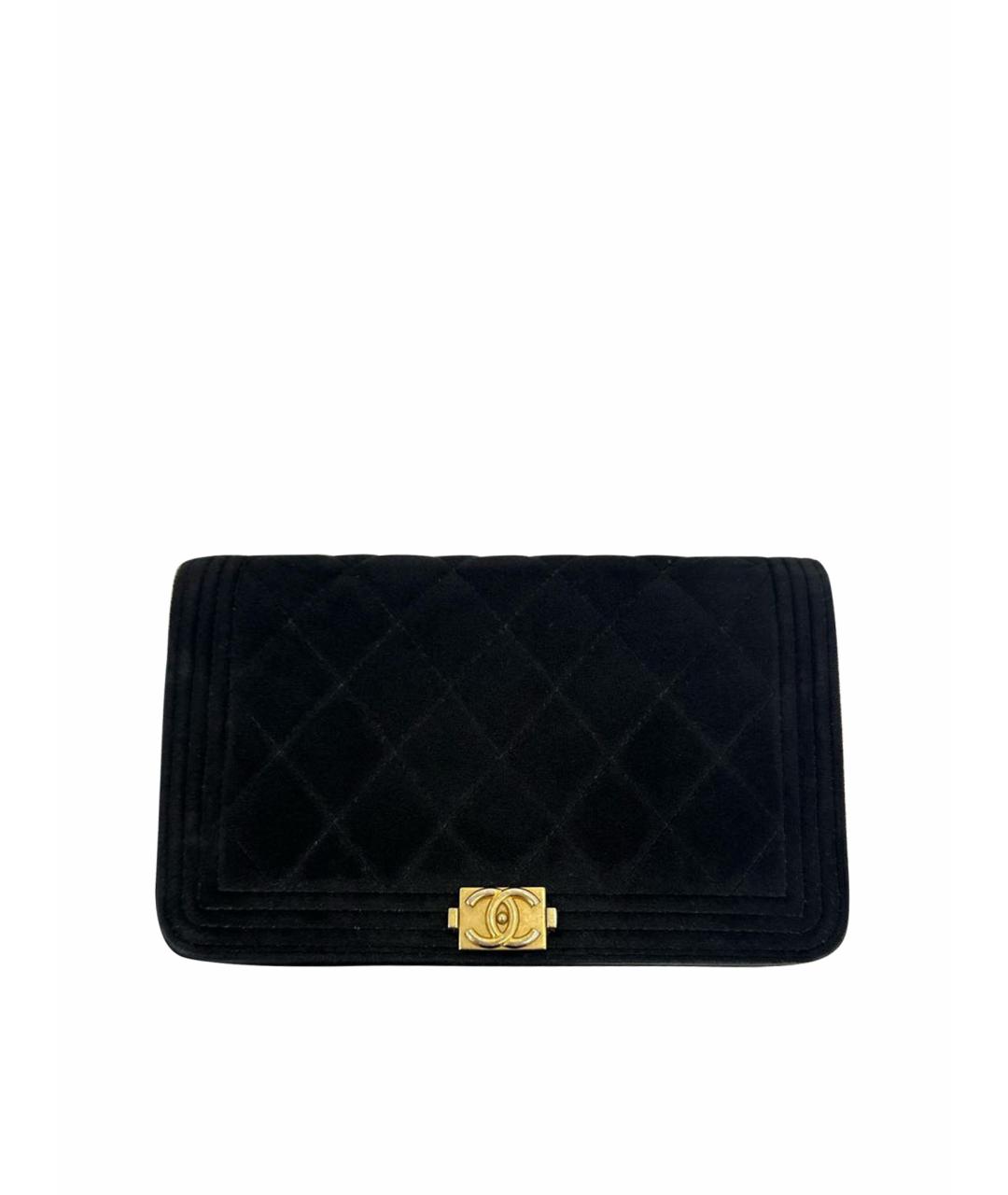 CHANEL Черная бархатная сумка через плечо, фото 1