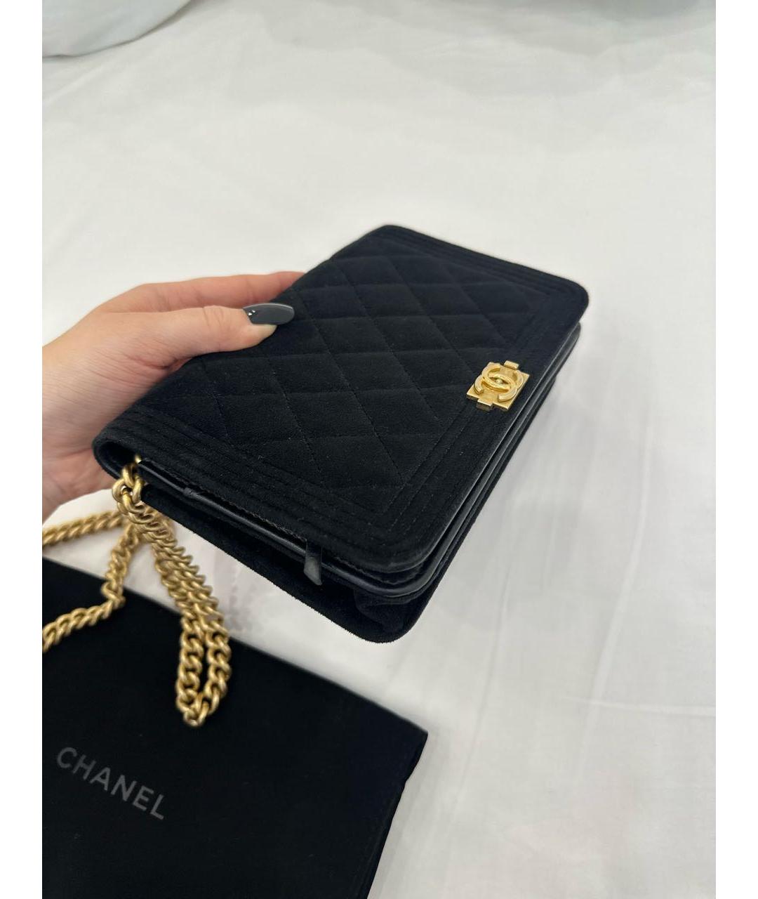 CHANEL Черная бархатная сумка через плечо, фото 3