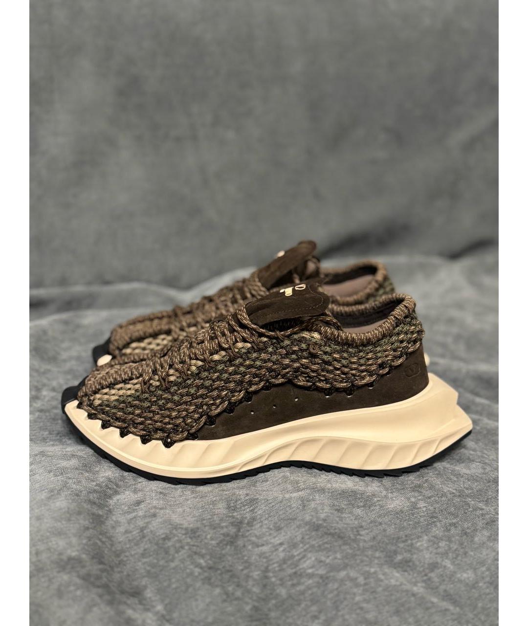 VALENTINO Коричневые текстильные низкие кроссовки / кеды, фото 8
