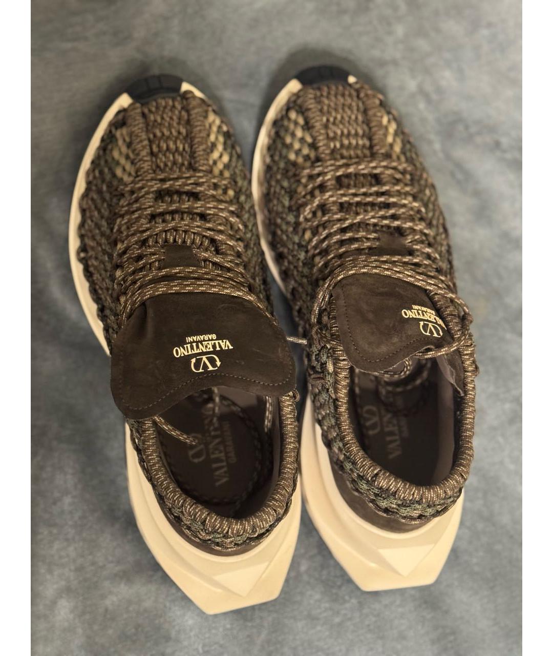 VALENTINO Коричневые текстильные низкие кроссовки / кеды, фото 3