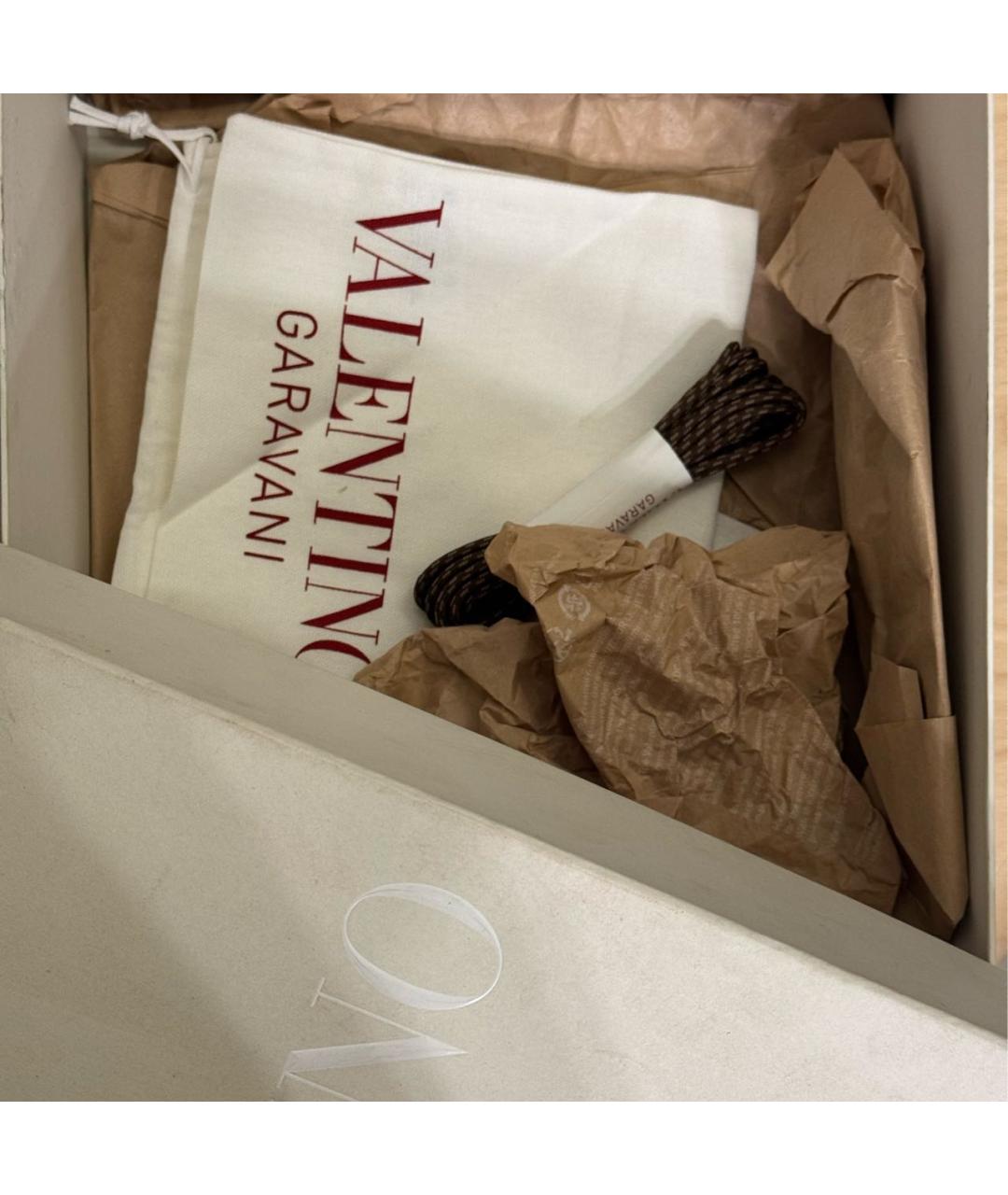 VALENTINO Коричневые текстильные низкие кроссовки / кеды, фото 7