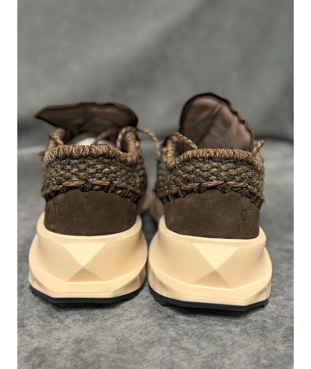 VALENTINO Коричневые текстильные низкие кроссовки / кеды, фото 4