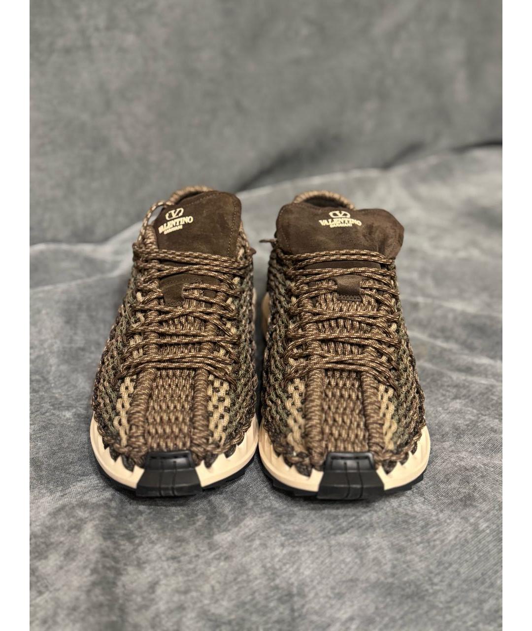 VALENTINO Коричневые текстильные низкие кроссовки / кеды, фото 2