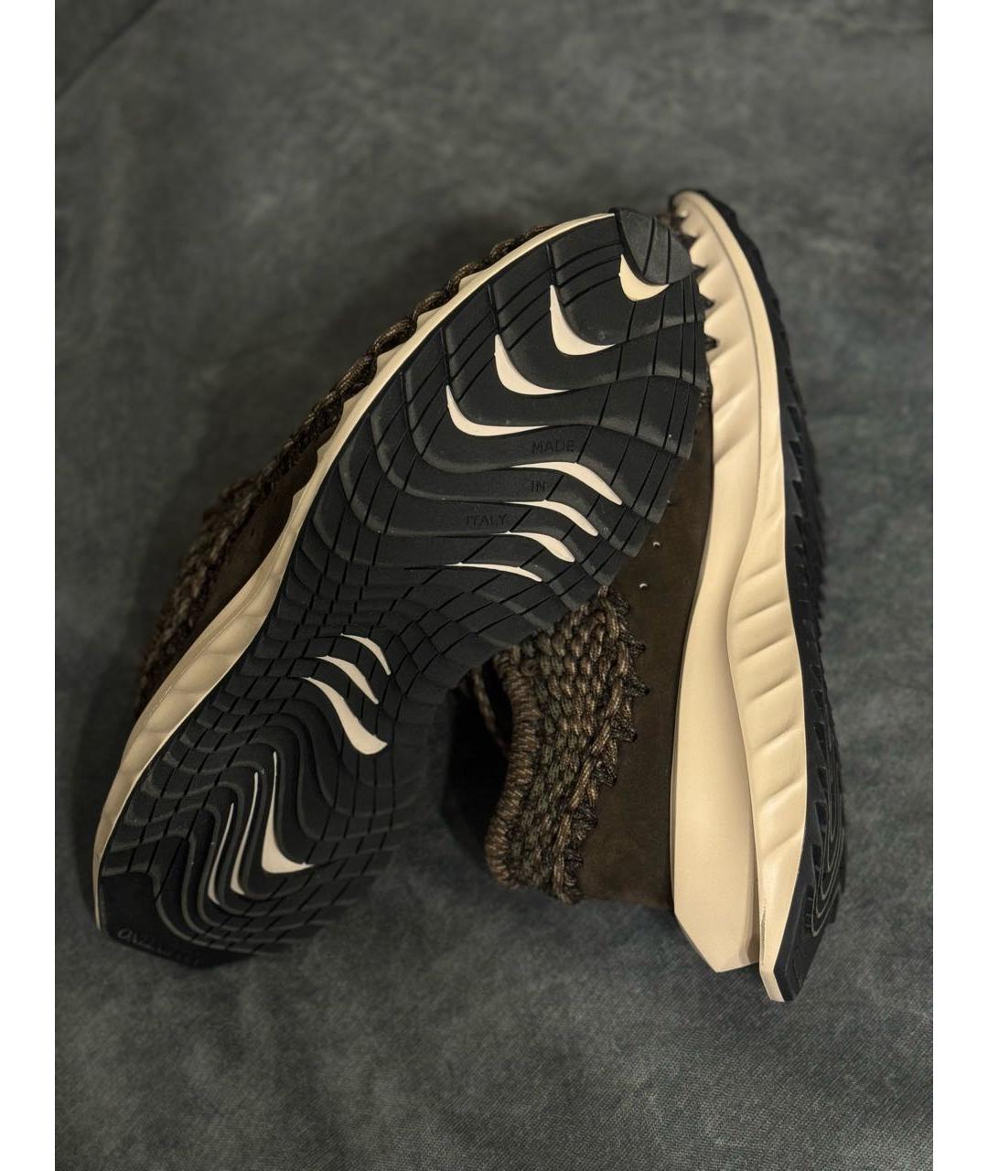 VALENTINO Коричневые текстильные низкие кроссовки / кеды, фото 6