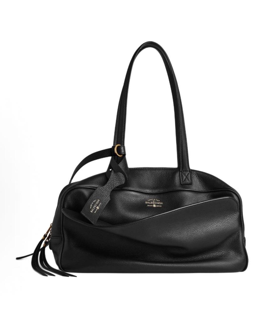 BALENCIAGA Черная кожаная сумка через плечо, фото 9