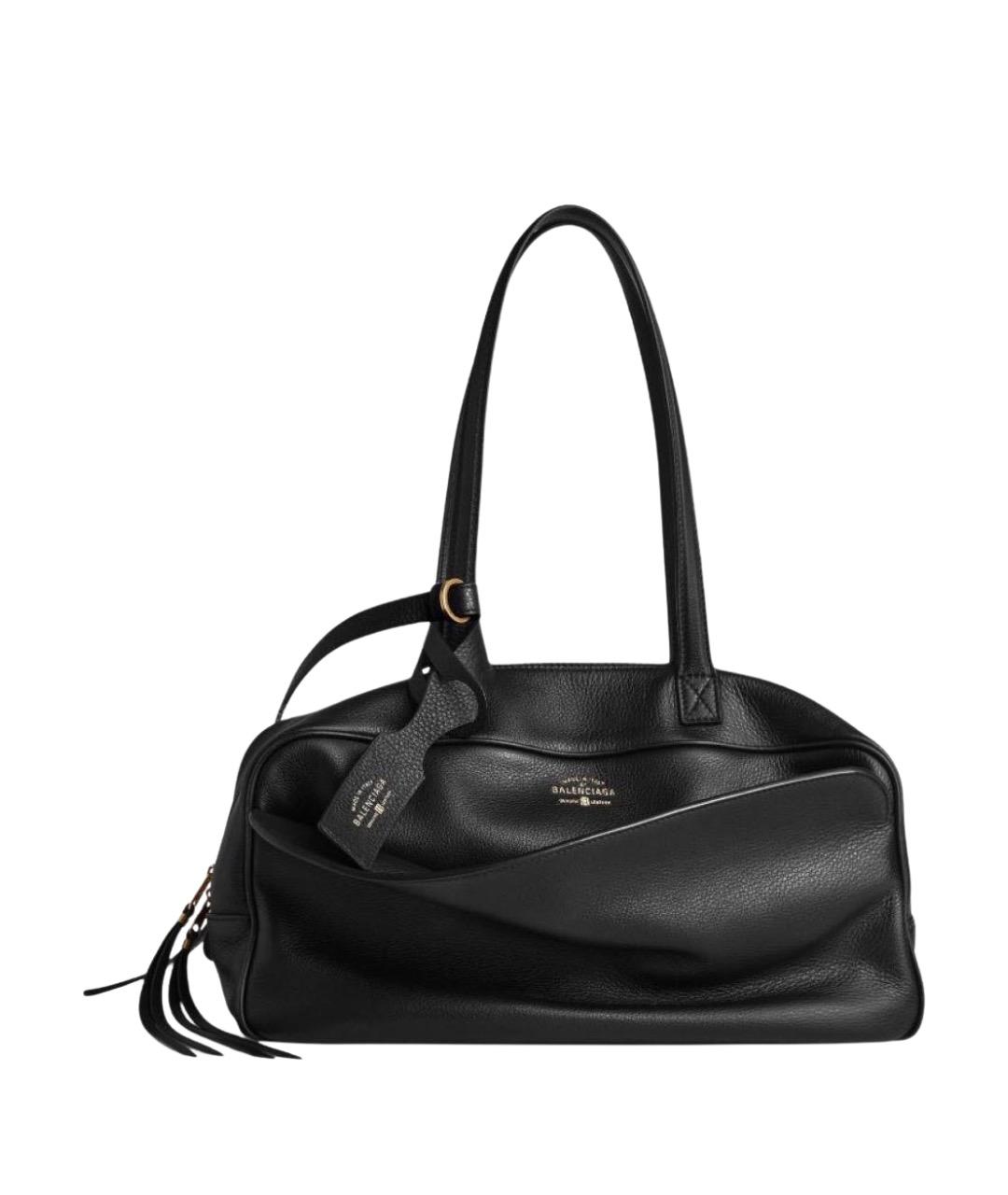 BALENCIAGA Черная кожаная сумка через плечо, фото 1