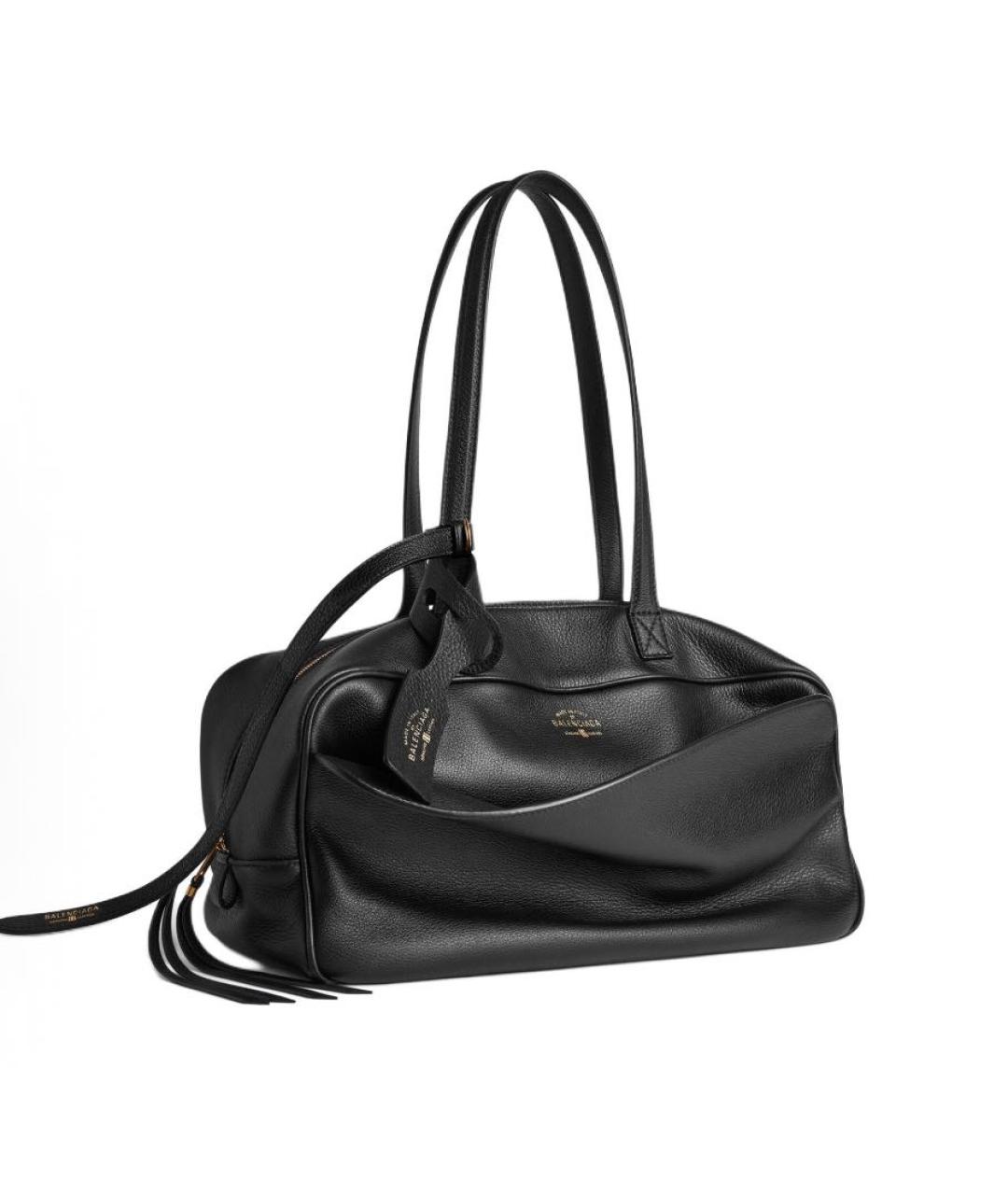 BALENCIAGA Черная кожаная сумка через плечо, фото 2