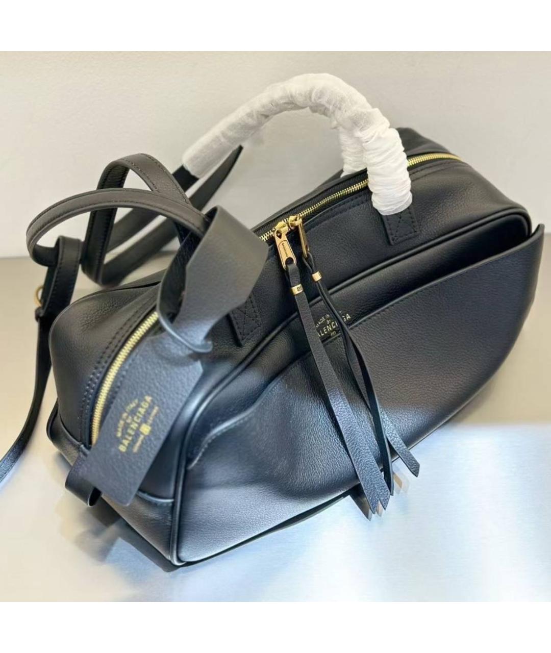 BALENCIAGA Черная кожаная сумка через плечо, фото 5