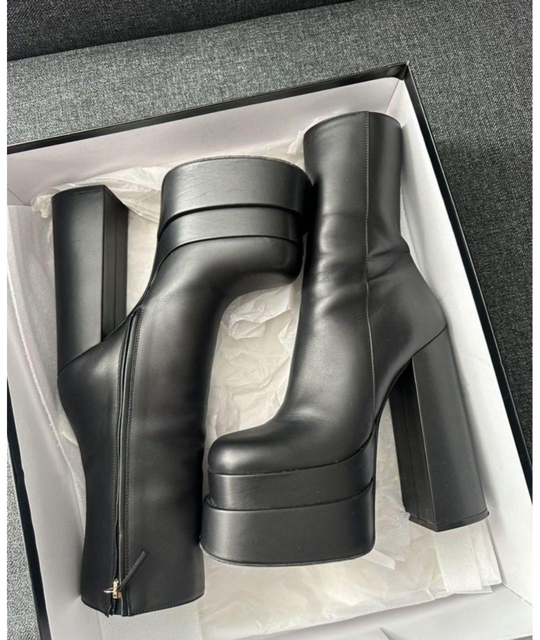 VERSACE Черные кожаные ботильоны, фото 7