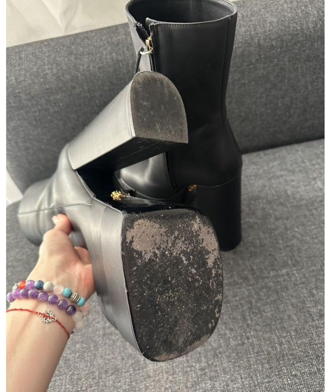 VERSACE Черные кожаные ботильоны, фото 5