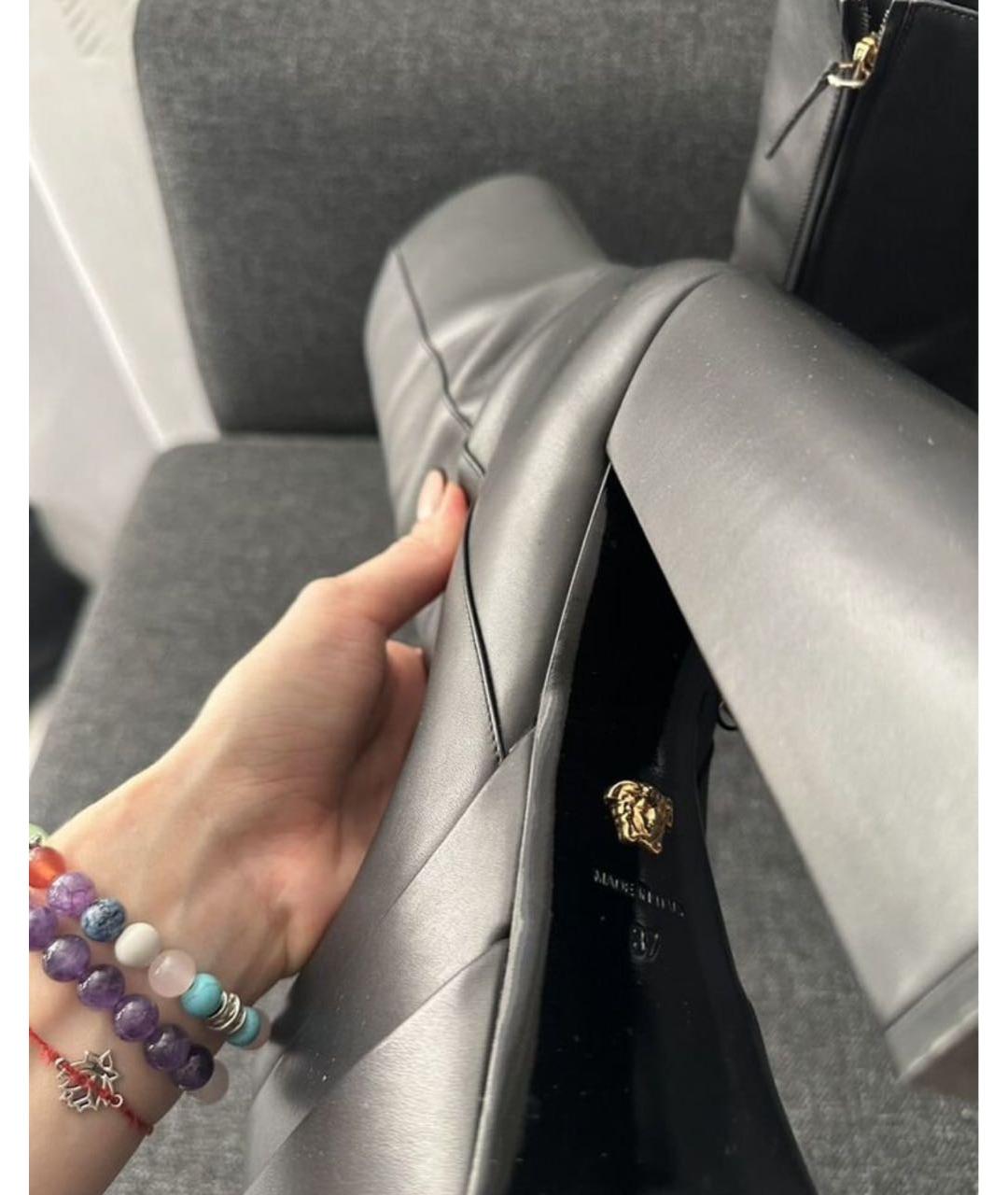 VERSACE Черные кожаные ботильоны, фото 6